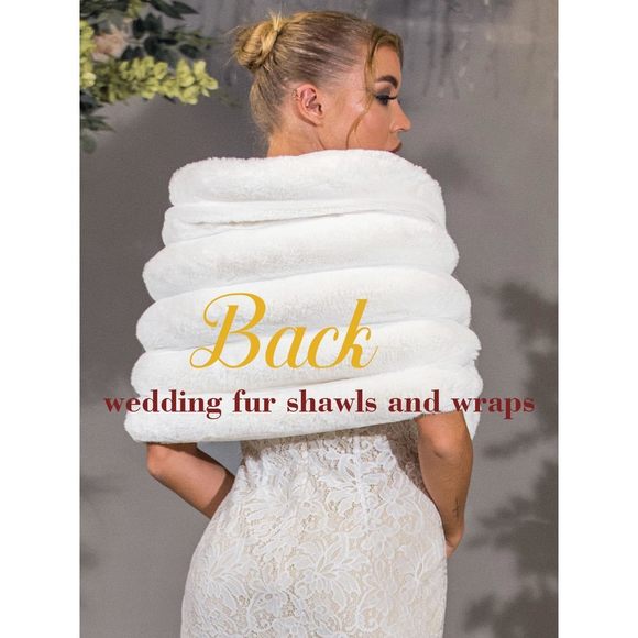 Women Wedding Faux Fur Shawls And Wraps Bridal Fur Stoles Scarfs With👌 - Picture 6 of 7